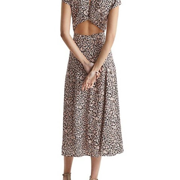 Reiss - Livia Printed Cutout Back Midi Dress - Picture 2 of 3